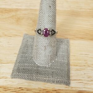 Avon Sterling Silver Ring Ruby Open Work Heart Design Size 8
